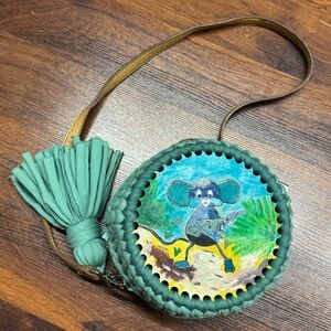 Green Round Crossbody Bag with Mouse Design